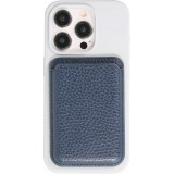 Portes-cartes MagSafe magnétique en cuir végan avec aiment fort - Bleu