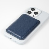 Portes-cartes MagSafe magnétique en cuir végan avec aiment fort - Bleu
