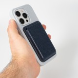 Portes-cartes MagSafe magnétique en cuir végan avec aiment fort - Bleu