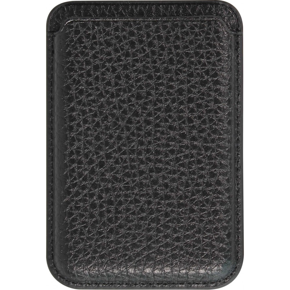 Portes-cartes MagSafe magnétique en cuir végan avec aiment fort  - Noir