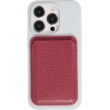 Portes-cartes MagSafe magnétique en cuir végan avec aiment fort  - Rouge