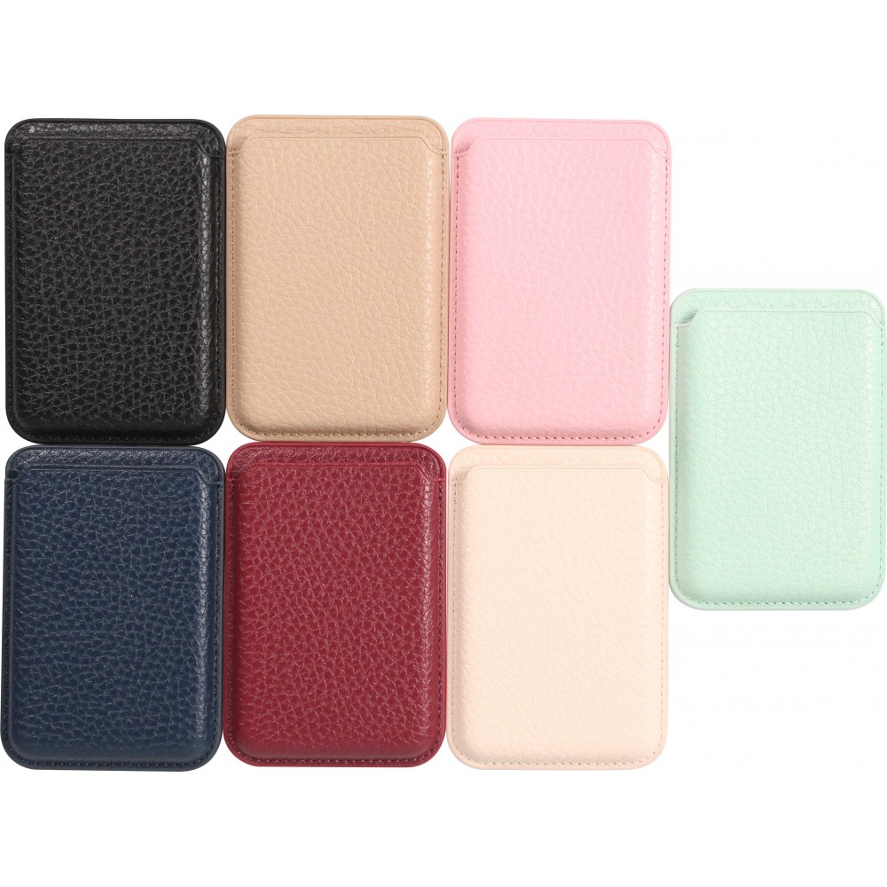 Portes-cartes MagSafe magnétique en cuir végan avec aiment fort  - Rouge