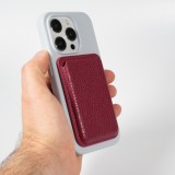 Portes-cartes MagSafe magnétique en cuir végan avec aiment fort  - Rouge