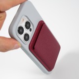 Portes-cartes MagSafe magnétique en cuir végan avec aiment fort  - Rouge