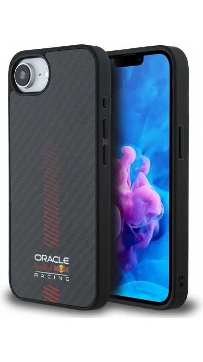 Coque iPhone 16e - Red Bull Racing Carbon Powerbar MagSafe - Noir