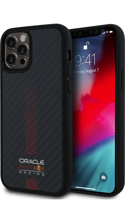 Coque iPhone 12 / 12 Pro - Red Bull Racing Carbon Powerbar MagSafe - Noir