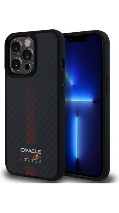 Coque iPhone 13 Pro - Red Bull Racing Carbon Powerbar MagSafe - Noir
