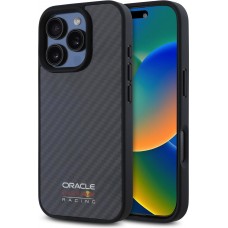 iPhone 16 Pro Max Case H&uuml;lle - Red Bull Racing Simple Carbon mit Logo MagSafe - Schwarz