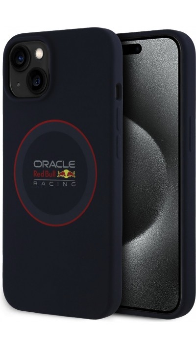 Coque iPhone 13 - Red Bull Racing MagSafe en silicone avec anneau rouge - Marine