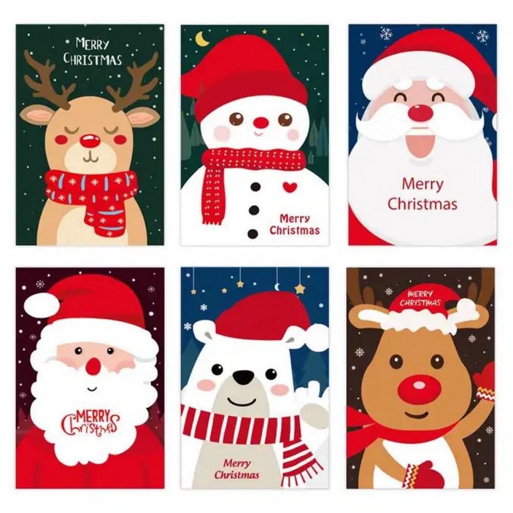Set de 6 cartes de vœux de Noël mignonnes et chaleureuses Merry Christmas
