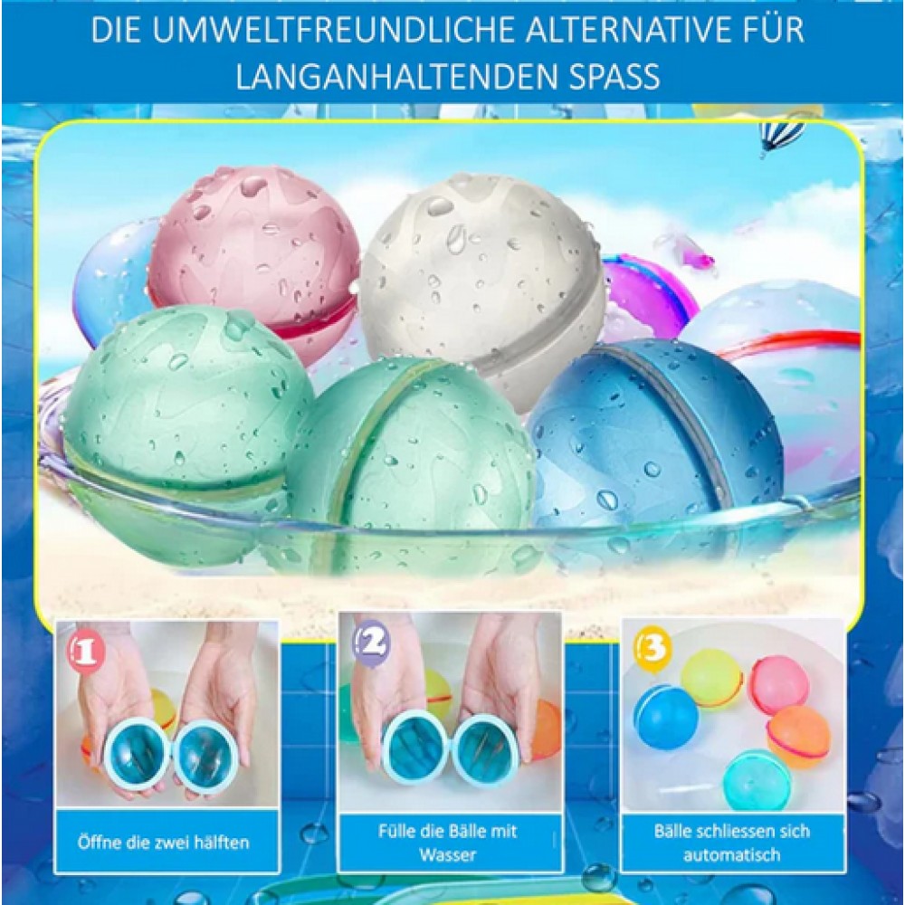 Wiederverwendbare Silikon-Wasserbomben (7-teiliges Set) mit Magnetverschluss - Multicolor