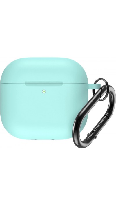 Coque AirPods 4 - Silicone mat avec mousqueton - Turquoise