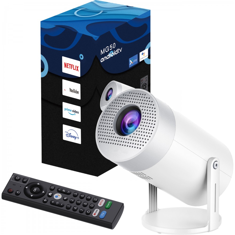 Smart Projecteur HD MG50 Multimédia LED Home Cinema avec Screen Mirroring (Android 12, Wi-Fi 6)