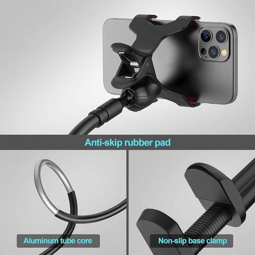 Flexibler und bewegbarer Handyhalter 1.3 Meter mit Universalklammer für Tischkante - Schwarz