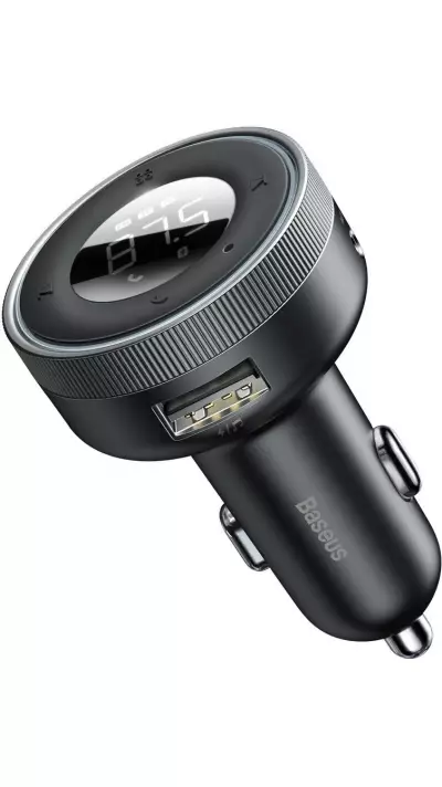 Transmetteur FM Voiture Bluetooth 5.0 Baseus Enjoy avec Chargeur LED 2x USB / Prise Jack 3.5mm Sans Fil Lecteur MP3 3.4A (CCLH-01) - Noir