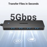Ugreen Hub USB-A à 4 ports Multiport Highspeed 5Gbps extra plat 4x USB-A 3.0 plug and play - Noir