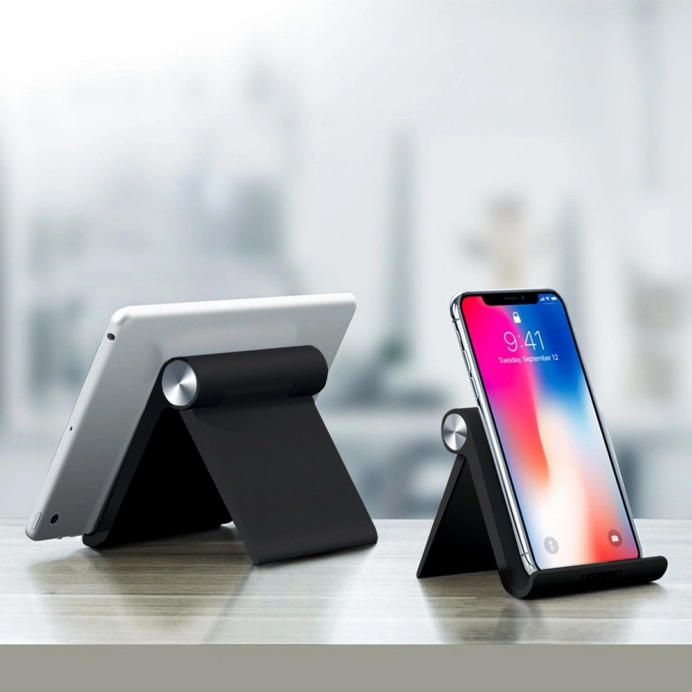Ugreen support universel, compact, &eacute;l&eacute;gant et pliable pour smartphone et tablette - 95x85mm - Noir