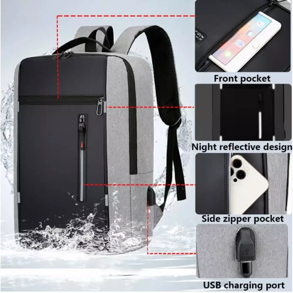 Universal Travel Urban Backpack waterproof - Sac à dos de transport pour ordinateur portable 15.6 pouces (MacBook, HP, Acer) - Gris