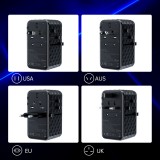 Universeller Reiseadapter 100W 2x USB-C 2x USB-A Choetech PD6028 EU / US / AUS / UK - Schwarz