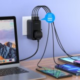 Universeller Reiseadapter 100W 2x USB-C 2x USB-A Choetech PD6028 EU / US / AUS / UK - Schwarz