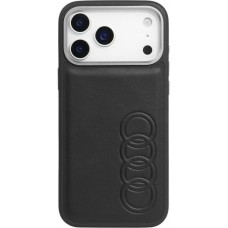 Coque iPhone 17 Pro Max - Audi TT MagSafe en cuir synth&eacute;tique avec le logo en relief - Noir