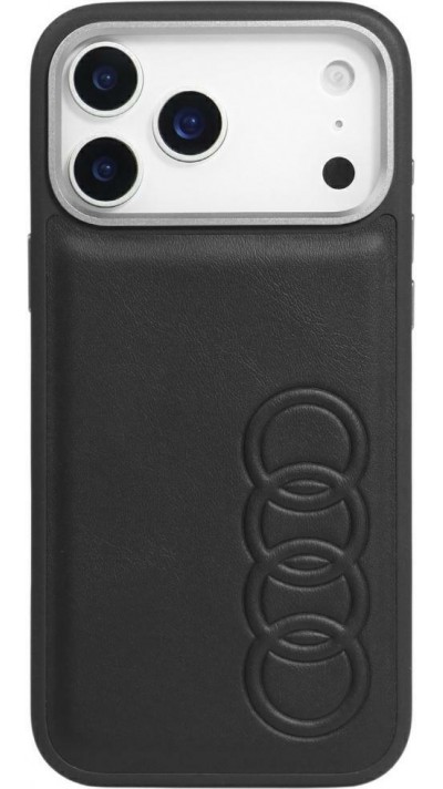 Coque iPhone 17 Pro Max - Audi TT MagSafe en cuir synthétique avec le logo en relief - Noir