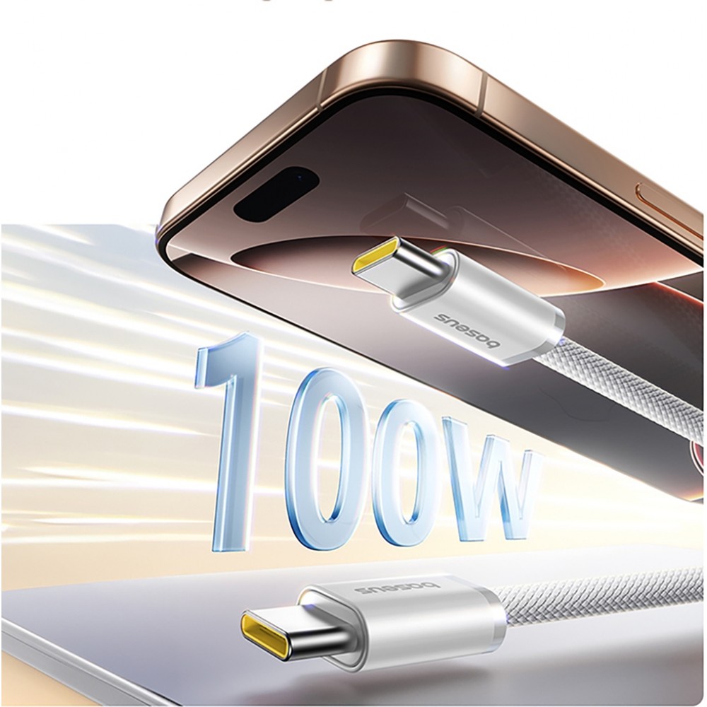 Baseus Dynamic 4 Pro câble magnétique charge rapide USB-C 100W (1m) - Blanc