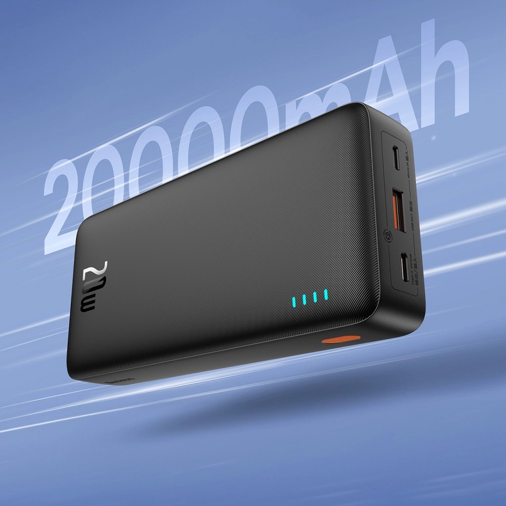 Powerbank batterie externe Baseus Airpow 20000mAh charge rapide 20W PD USB-A / USB-C - Noir