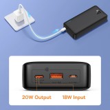 Powerbank batterie externe Baseus Airpow 20000mAh charge rapide 20W PD USB-A / USB-C - Noir