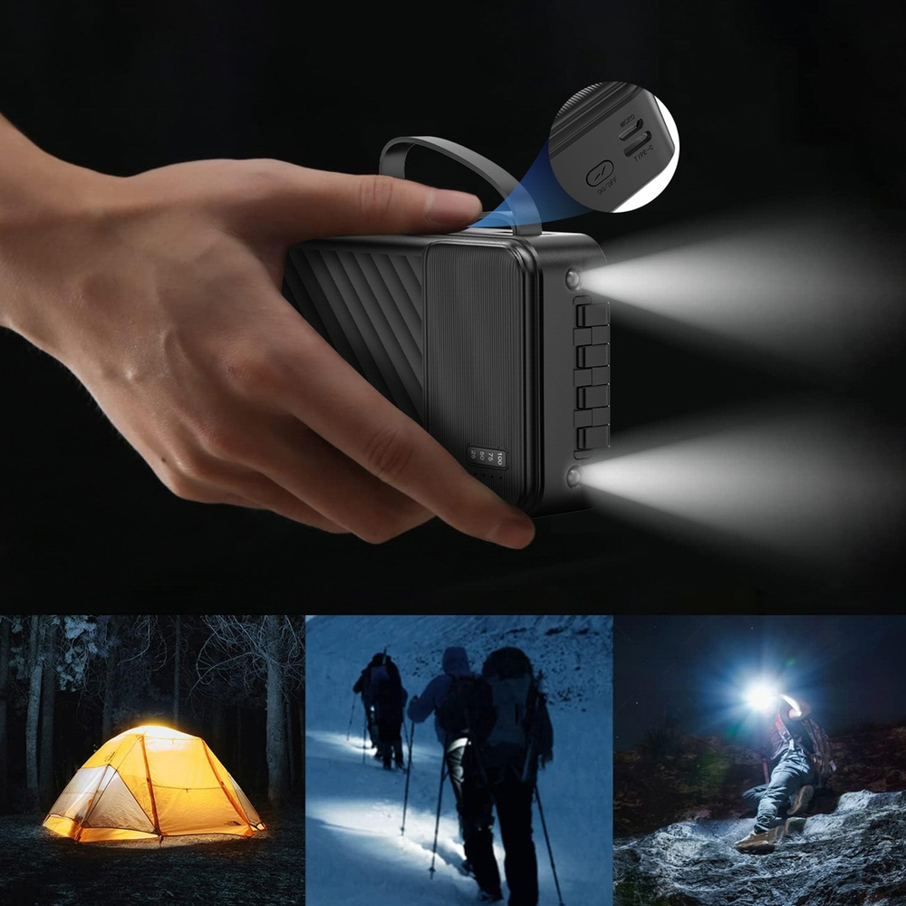 Batterie externe Dudao K11 Pro Powerbank 20000mAh avec c&acirc;bles int&eacute;gr&eacute;s - Noir