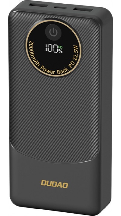 Dudao K12Pro 20000mAh Powerbank 22.5W mit 3 Ports PD USB-A USB-C - Schwarz