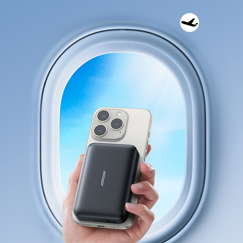 Powerbank Joyroom JR-W020 Mini 10000mAh USB-A / USB-C Induktiv 20W mit USB-C Kabel - Schwarz