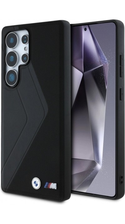 Coque Samsung Galaxy S25 Ultra - BMW Oversized rayures compatible MagSafe en cuir - Noir