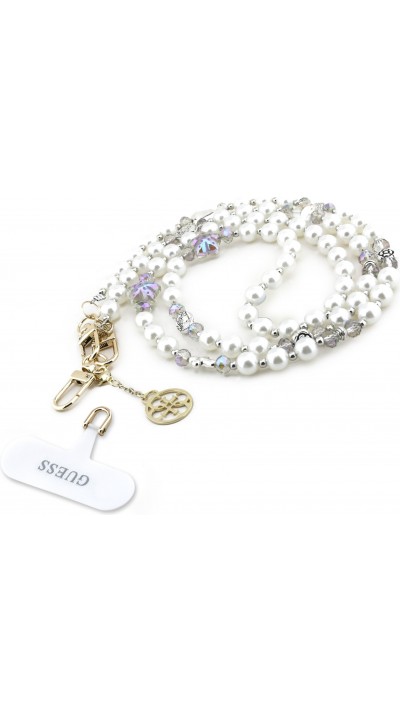 Bracelet chaîne Guess universel pour smartphone avec perles - Blanc