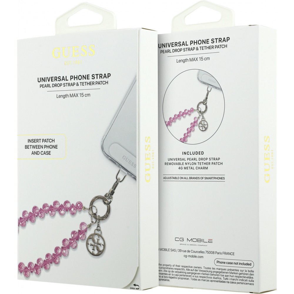 Guess Universeller Smartphone Kettenarmband mit Tropfenperlen - Rosa