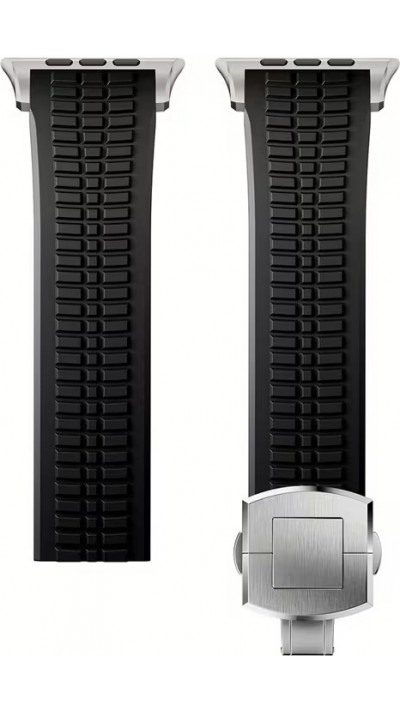 Bracelet sport luxe en caoutchouc premium pour Apple Watch 49/46/45/44 mm confort étanche et résistant - Noir - Apple Watch 44/45/46/49 mm