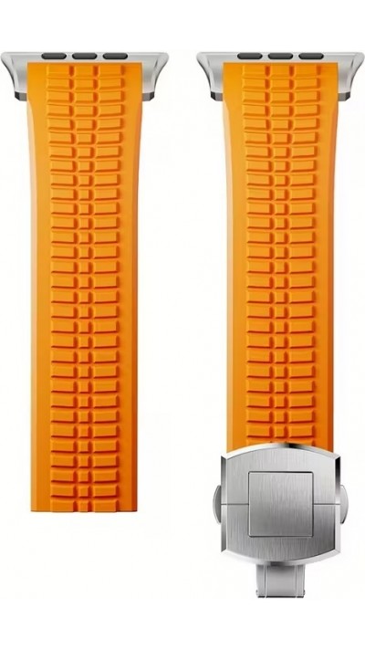 Bracelet sport luxe en caoutchouc premium pour Apple Watch 49/46/45/44 mm confort étanche et résistant - Orange - Apple Watch 44/45/46/49 mm