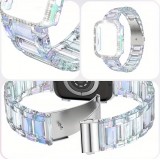 Transparentes glitzerndes Armband mit Strass-Steinen - Weiss - Apple Watch 10 (42 mm)