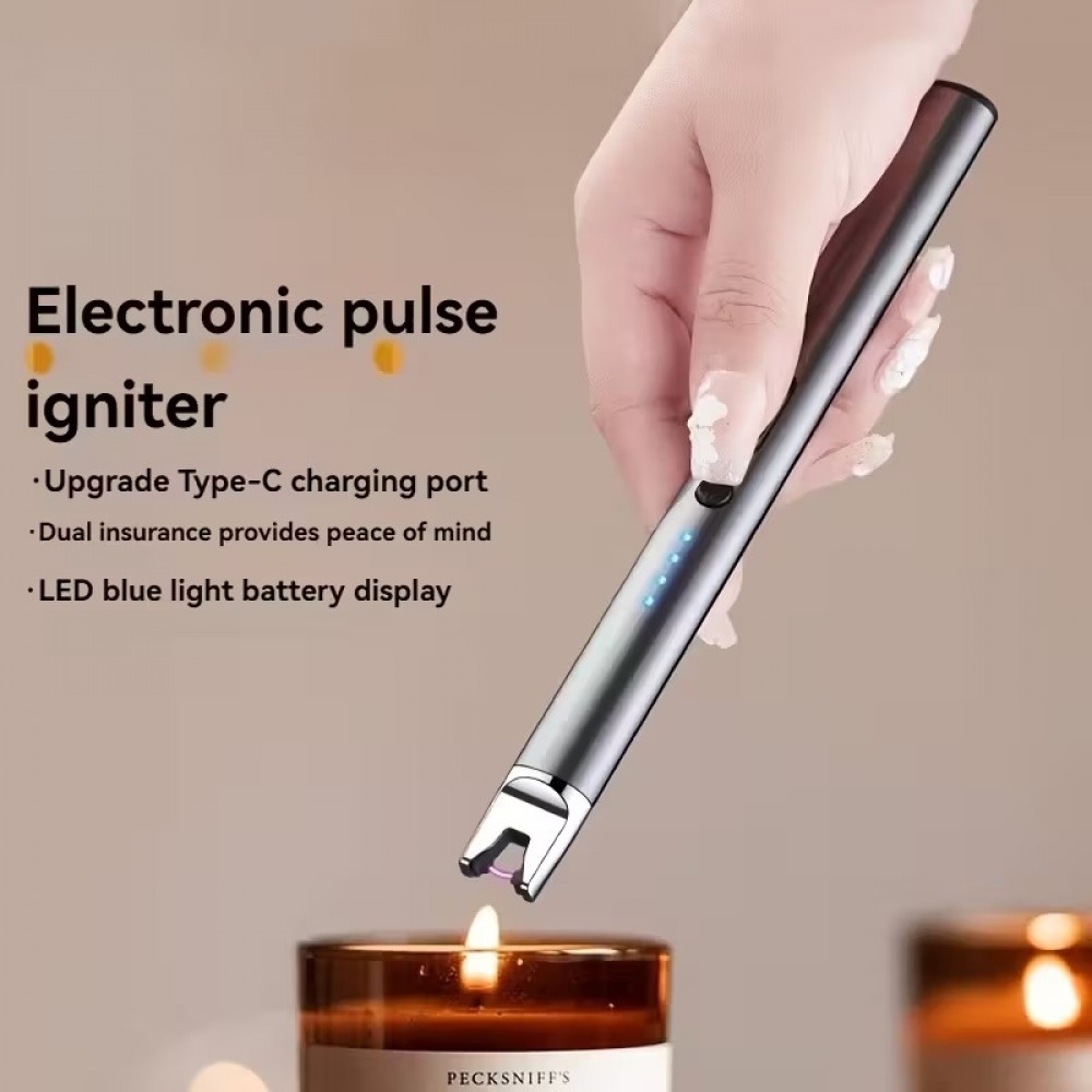 Briquet &eacute;lectrique USB rechargeable &agrave; arc plasma sans flamme compact batterie 170 mAh - Argent