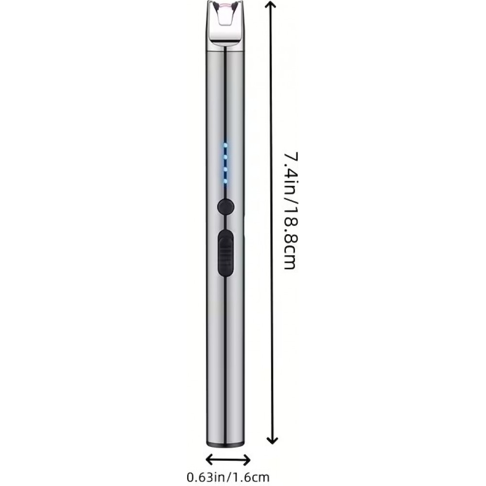 Briquet &eacute;lectrique USB rechargeable &agrave; arc plasma sans flamme compact batterie 170 mAh - Argent