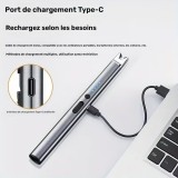 Briquet &eacute;lectrique USB rechargeable &agrave; arc plasma sans flamme compact batterie 170 mAh - Argent