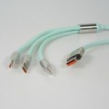 Câble 3 en 1 USB-A vert Lightning / USB-C / Micro USB (1 m) en silicone résistant et léger - Vert menthe