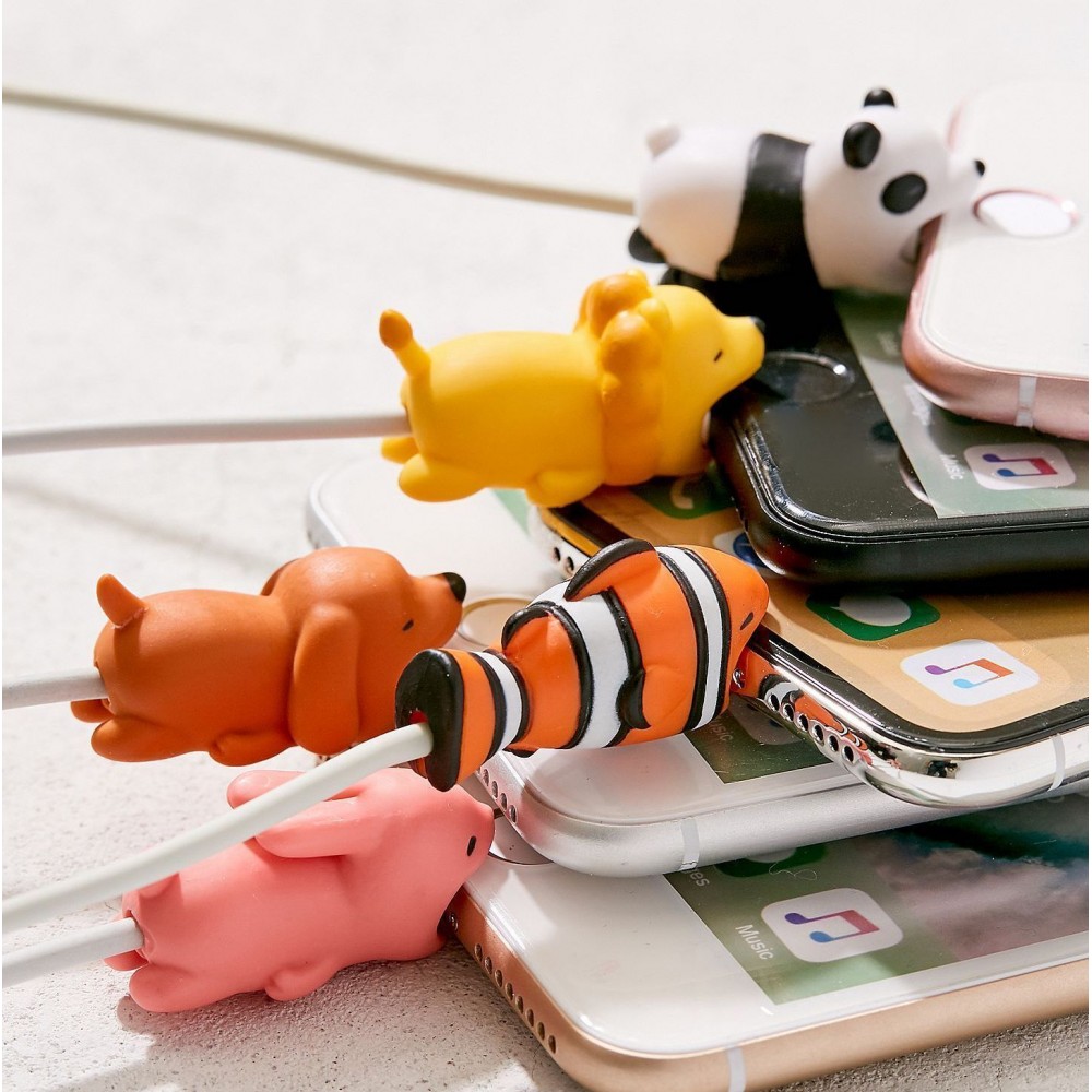 Protection de câble décorative et amusante pour la fiche de connexion de câble - Requin - Gris