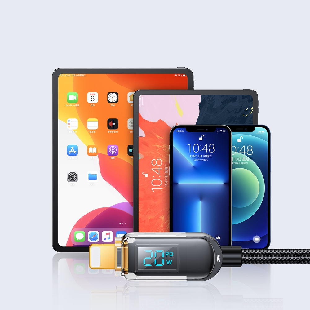 Joyroom A4 USB-C / Lightning Kabel 20W mit Display (1.2m) - Schwarz