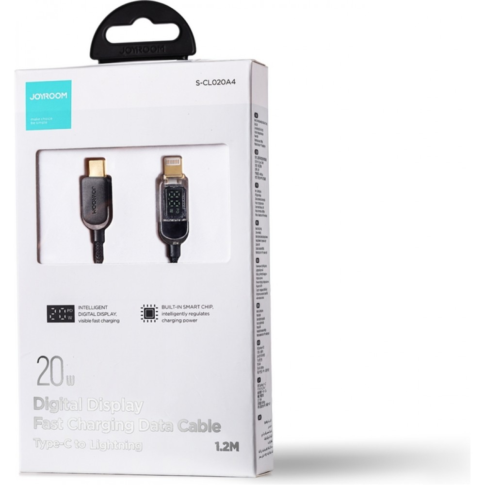 Joyroom A4 USB-C / Lightning Kabel 20W mit Display (1.2m) - Schwarz