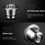 Capsule en acier inoxydable r&eacute;utilisable pour caf&eacute; compatible avec machine Nespresso - Argent