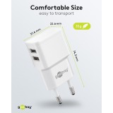 Chargeur mural double Goobay 12W USB-A adaptateur secteur USB compact - Noir