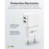 Chargeur mural double Goobay 12W USB-A adaptateur secteur USB compact - Noir