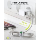 Chargeur mural double Goobay 12W USB-A adaptateur secteur USB compact - Noir