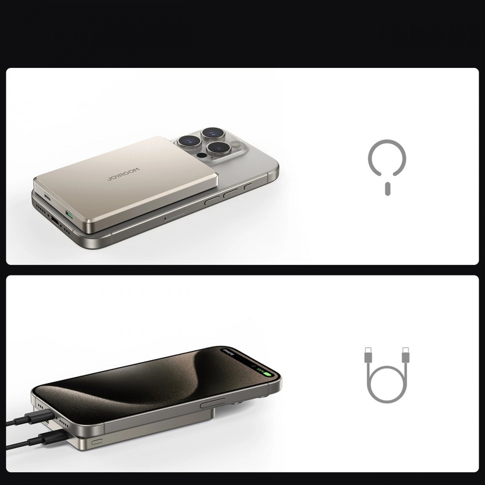 Batterie power bank magnétique Joyroom JR-PBM08 Pro 10000mAh 20W ultra fin MagSafe -  Titanium